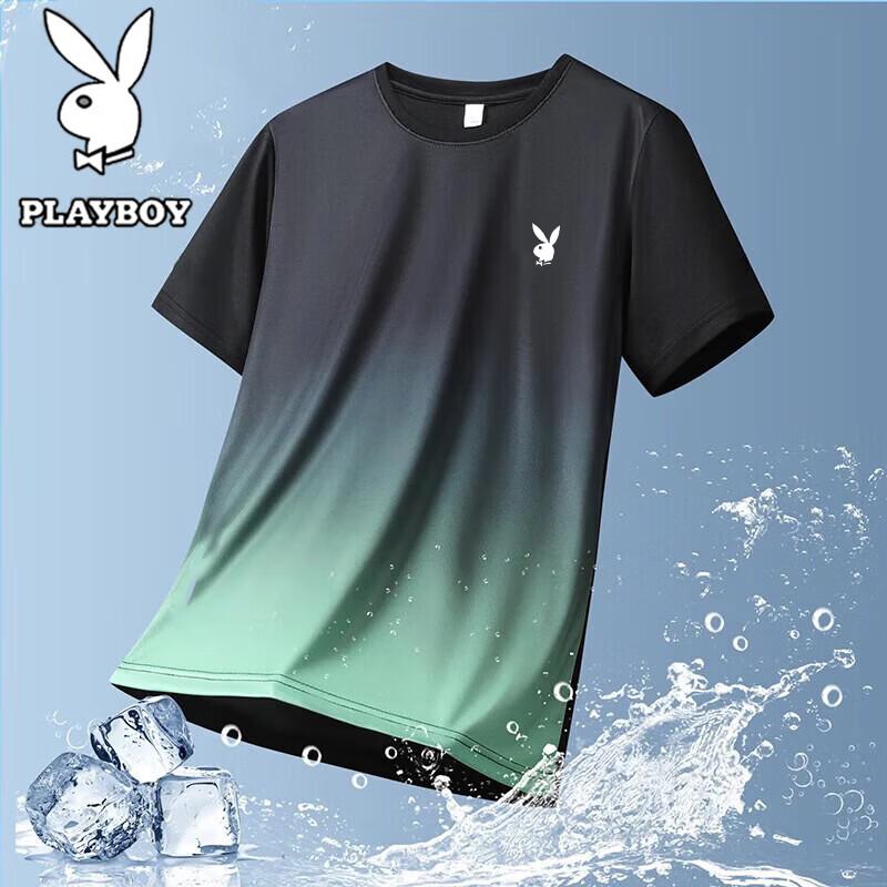 PLAYBOY Мужская дышащая футболка с круглым вырезом изо льда и шелка