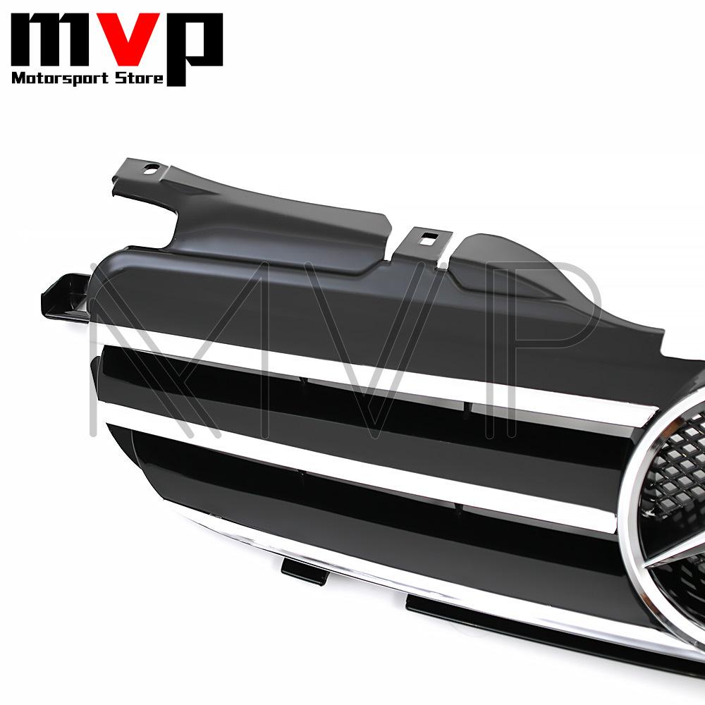 For Benz CL18DChrome Black AMG Style Bumper Grille Grill With Star Emblem Logo For Mercedes Benz SLK-Class R170 1997-2004 SLK200 SLK230 SLK3209FE