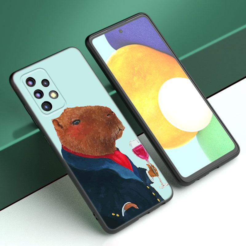 Cute Cartoon Capybara Case For Samsung A13 A22 A24 A32 A23 A25 A34 A35 A52S A53 A54 A55 A73 5G A12 A14 A15 A31 A33 A50 A51 A72