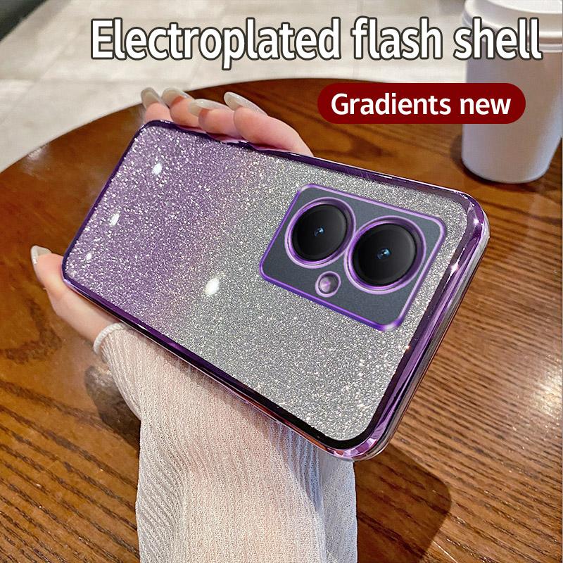 Для Vivo Y27 4G Чехол Vivo Y35+ Чехол для телефона Блестящий блестящий силиконовый объектив камеры Мягкая задняя крышка