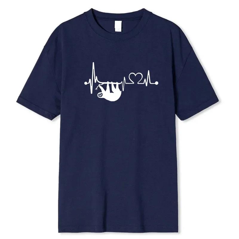 Высококачественная хлопковая футболка большого размера, мужская модная свободная летняя женская футболка с короткими рукавами, топ с принтом «Ленивец»