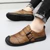 Spring and Summer 2025 New Large Size Men's Handmade Leather Shoes Genuine Leather Cowhide Buckle Stitch Sole Men's Shoes