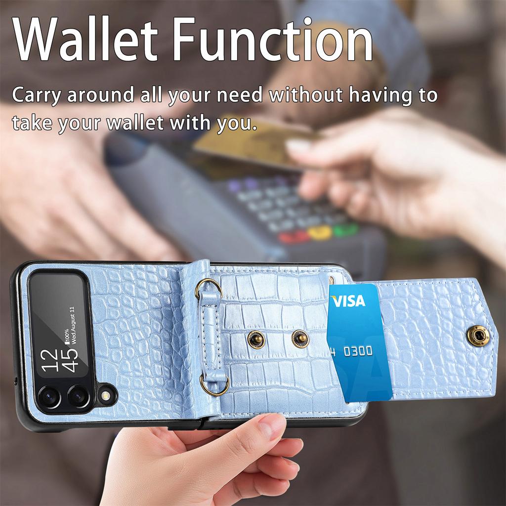 Противоударный ремешок, модный кожаный чехол-бумажник для Samsung Galaxy Z Flip 4 5G Flip4 Zflip4, карманный чехол для карт, аксессуары для телефонов, чехлы