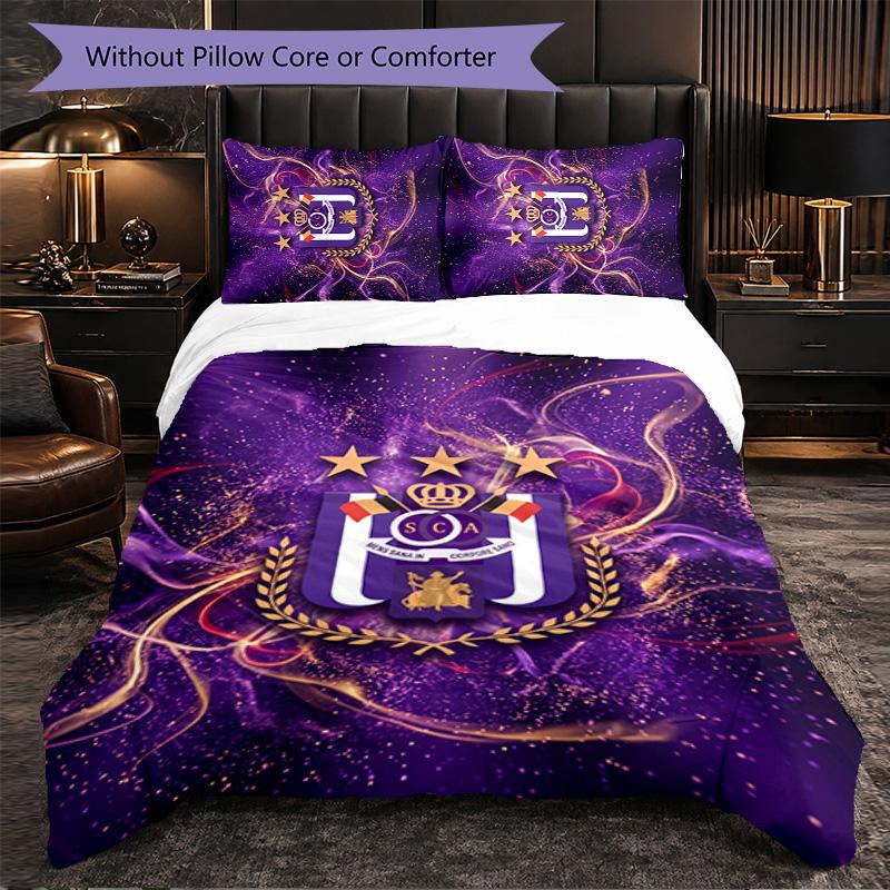 Anderlecht FC Themed Bedding 3Pcs Duvet Cover Set Decorative Bed Linen For Teen Room Home Decoration