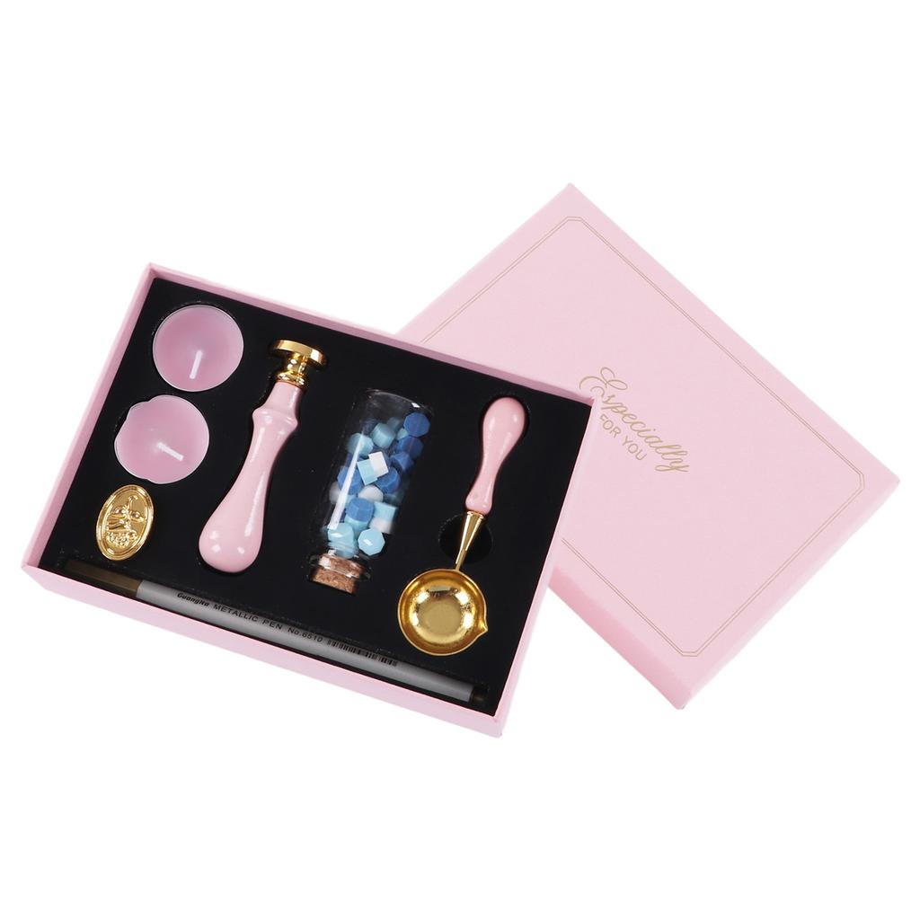 Набор для печати восковыми штампами в стиле ретро с прозрачным узором, набор для запечатывания восковыми штампами в стиле ретро со съемной ручкой для конверта