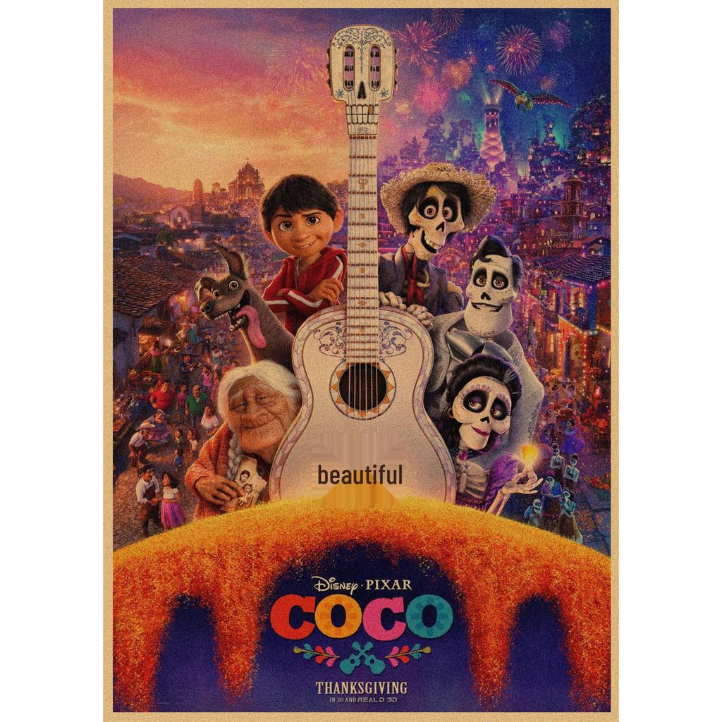Ретро Аниме Постер из Крафт-бумаги Coco - Декоративное Настенное Искусство Фреска