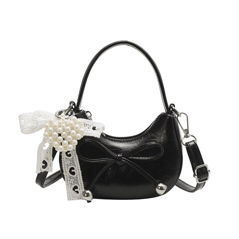 Single Purse Bow Shoulder Crossbody Bag With Pearl Pendant For Fashion Daily
