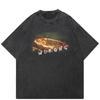 Уличная одежда BLACK MYTH WUKONG Graphic Washed Black T-Shirt Cotton Unisex Tops Tees T Shirt Short Sleeves