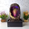 Gufa Buddha Table Top Water Fountain with LED RGB Light for Home Decor/Office/Gift/House Warming Gift/Marriage Gift (Brown Stone)