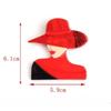 Cartoon Women Portrait Pin Large Modern Girls Badge Lady with Hat Brooch  Clothing Accessories