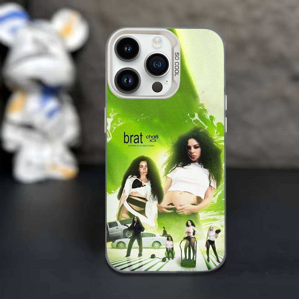 Чехол для телефона C-Charlis X-XCX BRAT Певец Для iPhone 16,15,14,13,12,11,Mini,Pro,XS,SE,MAX Белый Матовый Ударопрочный Чехол