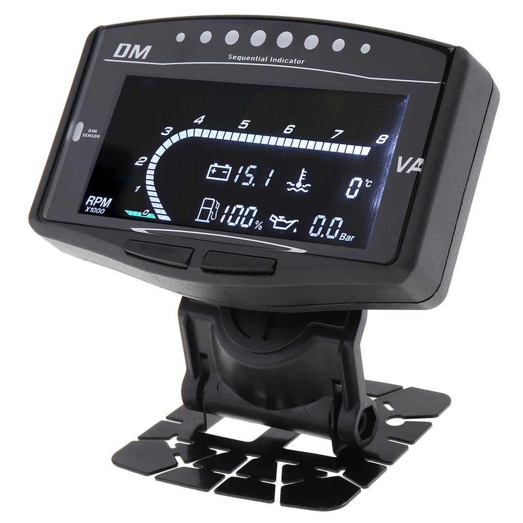 5-In-1 Oil Pressure Volt Voltmeter Water Temperature Fuel Gauge Tachometer LCD