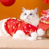 Шарф Костюм Тан Пуговица-узел Пальто с кошкой Костюм щенка Жилет для собаки Лунный Новый год