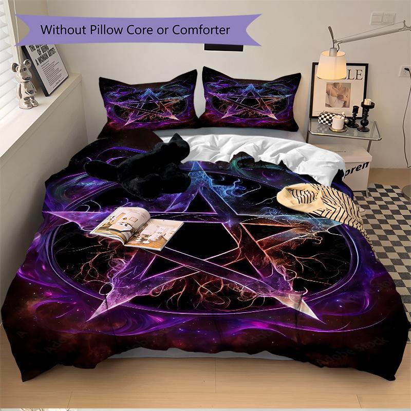 3pcs Witchcraft Symbol Bedding Set, Includes Without Pillow Inserts, Soft Comfortable Bedding Set,All-Season Use a0924041
