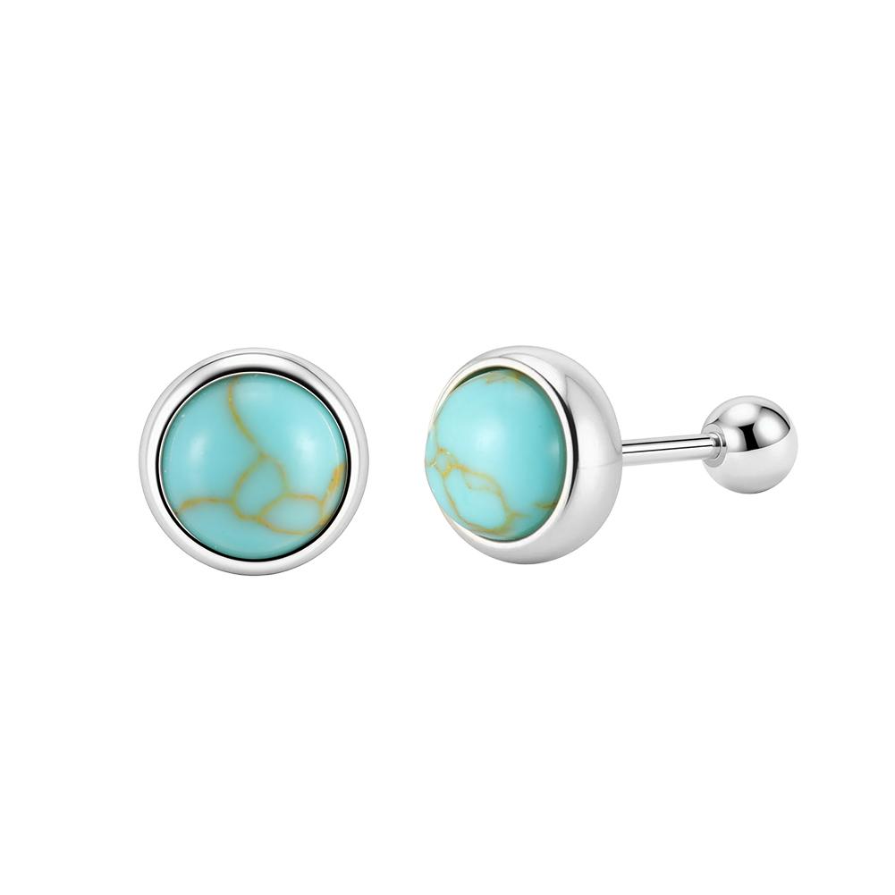 ORSA JEWELS Элегантные серьги из стерлингового серебра 925 пробы с натуральным бирюзой для женщин Изящные ювелирные изделия с драгоценными камнями Подарок на день рождения GME52