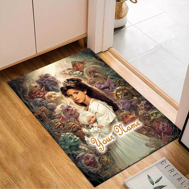 Custom Name Fantasy Labyrinth Adventure Rug for Living Room, Game Rooms, Office, Bedroom, Floor Mat Playful Design, fan gifts Christmas decor