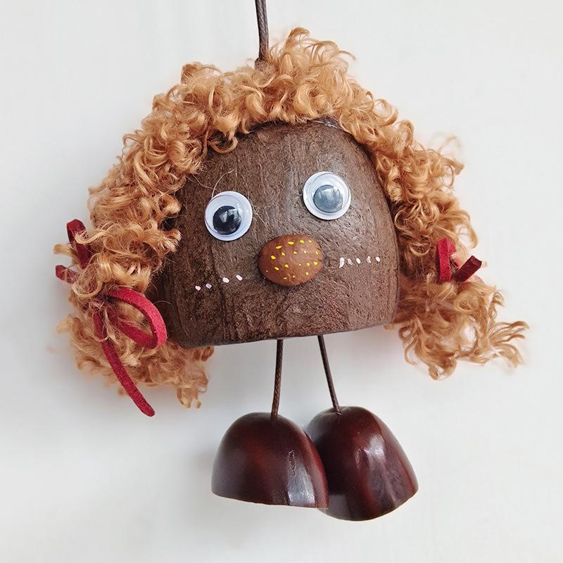 Plant Seed Pod Cartoon Figures Hanging Ornaments - Decorative Fruit Shell Wind Chimes & Car Pendants