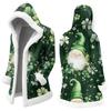 Unisex Casual And Fashionable Plush Collar Hooded Long Sleeved St. Patrick's Print Jacket