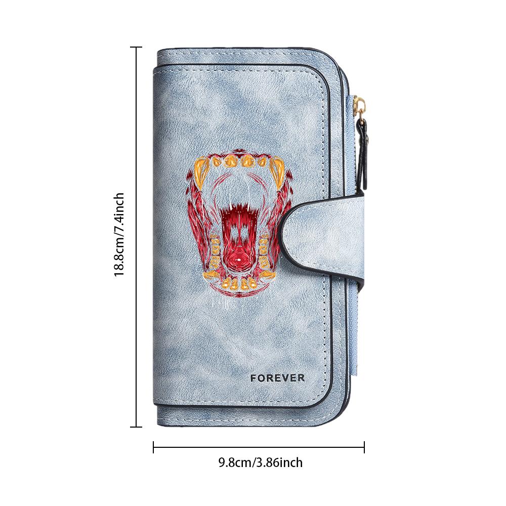 Stylish Dark Monster Mouth Pattern Long Wallet Portable Multi Slot Card Holder Daily Use
