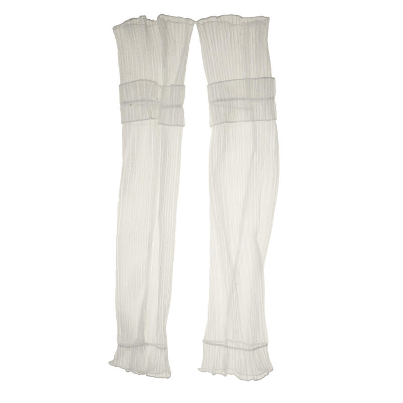 Women's Long Ultra-Thin Lace Arm Sleeves Cooling Mesh Sheer Ruched Tulle Lace Sunscreen Fingerless Arm Sleeves For Outdoor Activity