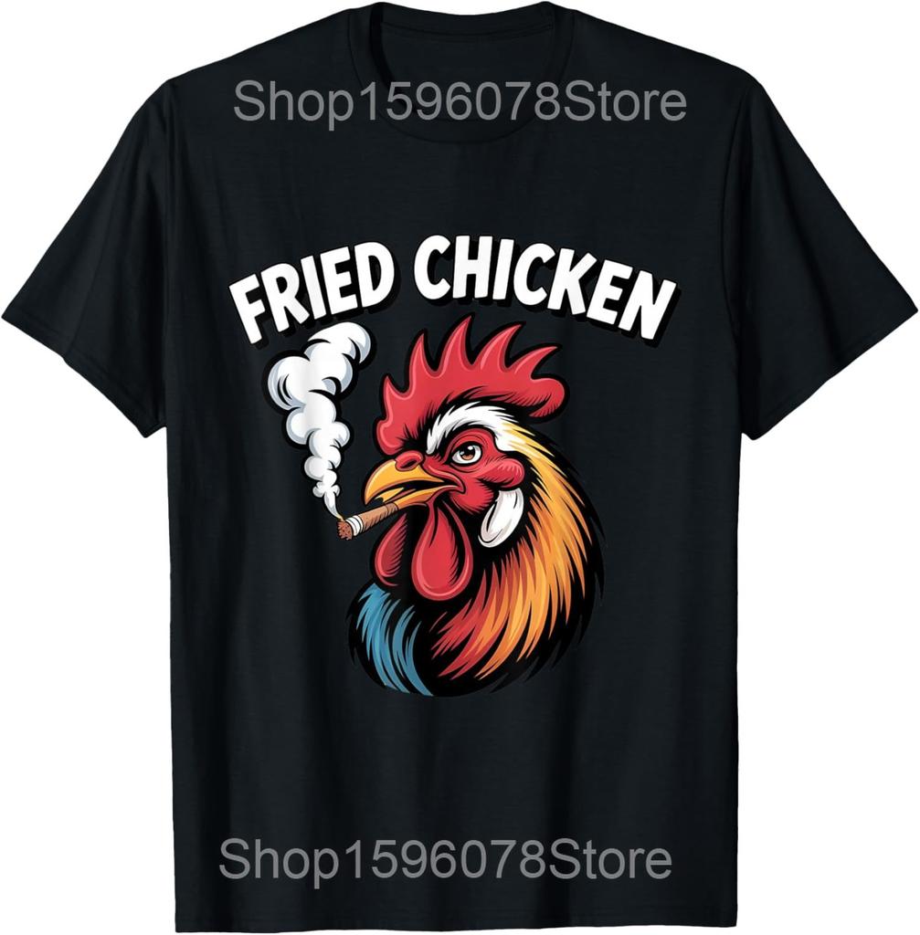 Holiday Xmas Lighting Santa Fried Chicken Christmas Tree T Shirts Men Humor Streetwear Tee Short Sleeve Unisex Loose Clothing