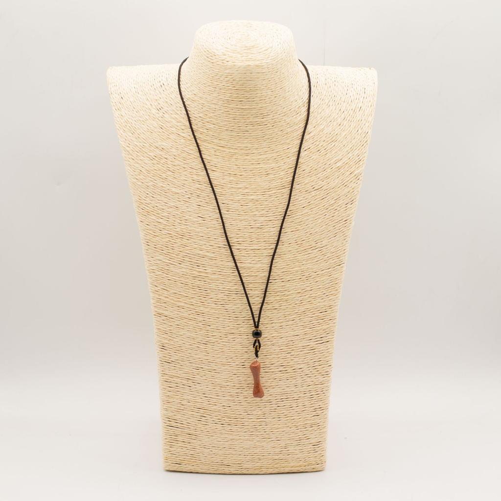 Cord Necklace Gemstone Pendant – Goldstone Bone