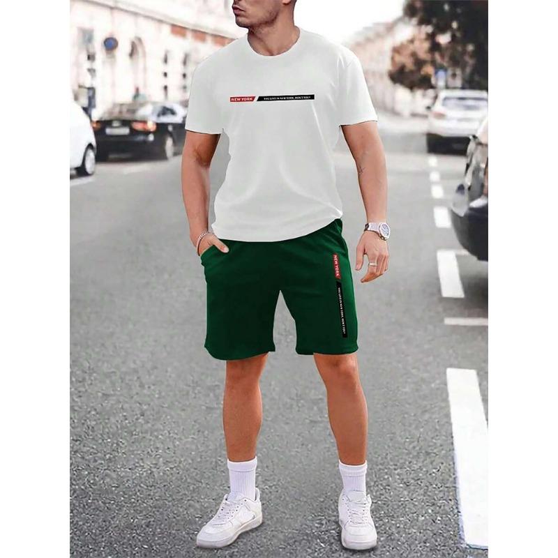 Мужской топ с круглым вырезом и короткими рукавами с принтом креста и шорты, модный уличный топ с короткими рукавами для улицы, шорты на шнурке