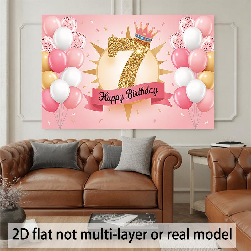 Birthday Celebration Party Banner, Polyester Background Decor for Home Room Wall and Props