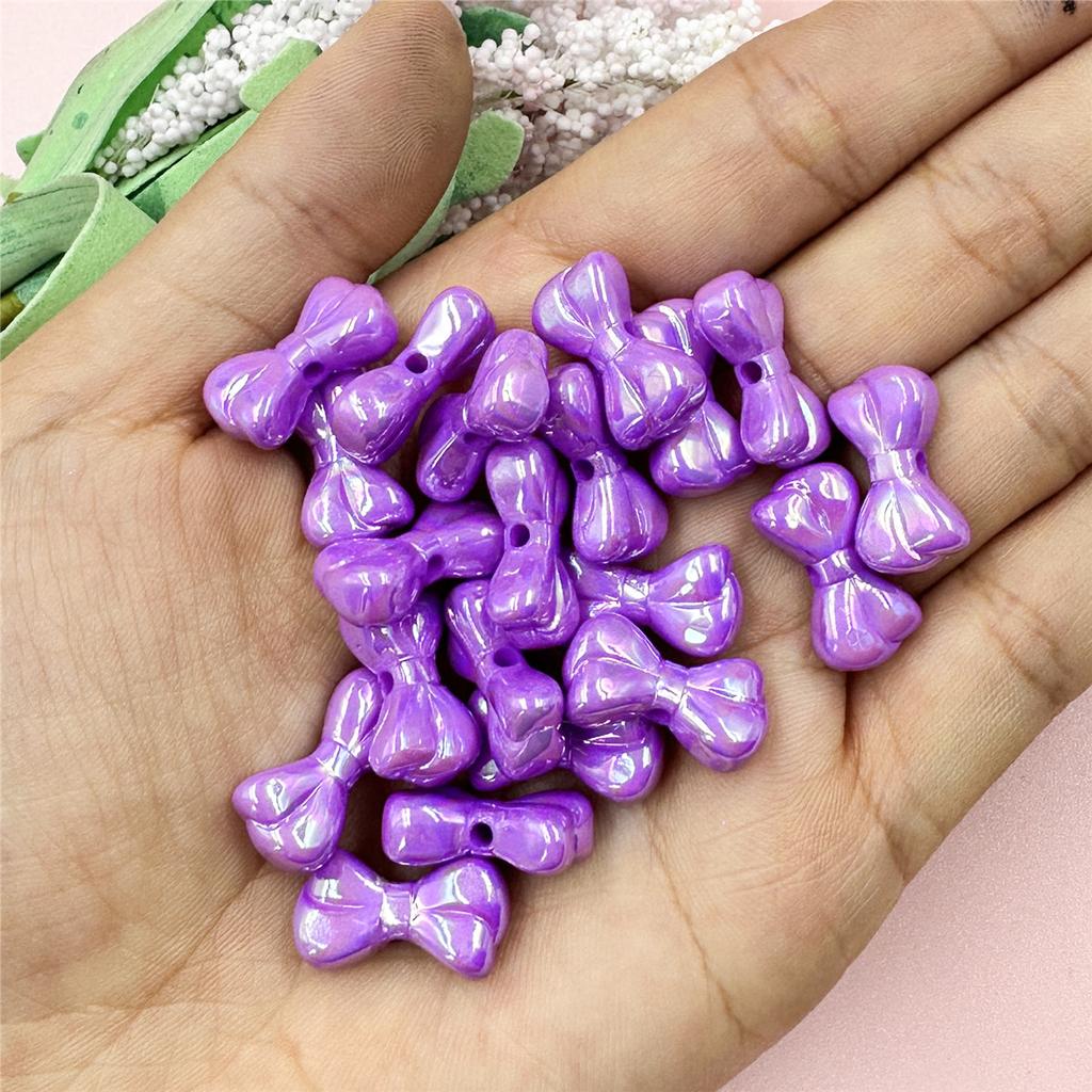 Креативные ослепительные акриловые маленькие бусины в виде банта, материал для самостоятельного изготовления бисера, подвеска, мода для браслета, 20 шт., брелок для изготовления ожерелья, 9,7*17,9 мм