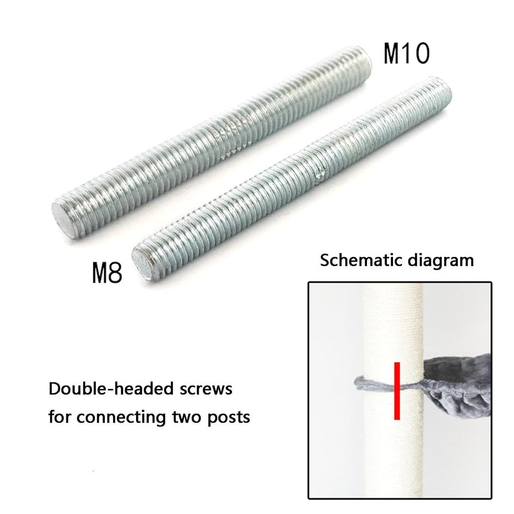 Replacement Screws for Cat Scratching Posts - M8 & M10 with Allen Key (4 Bolts & 4 Screws) - No Cat Scratching Post Included