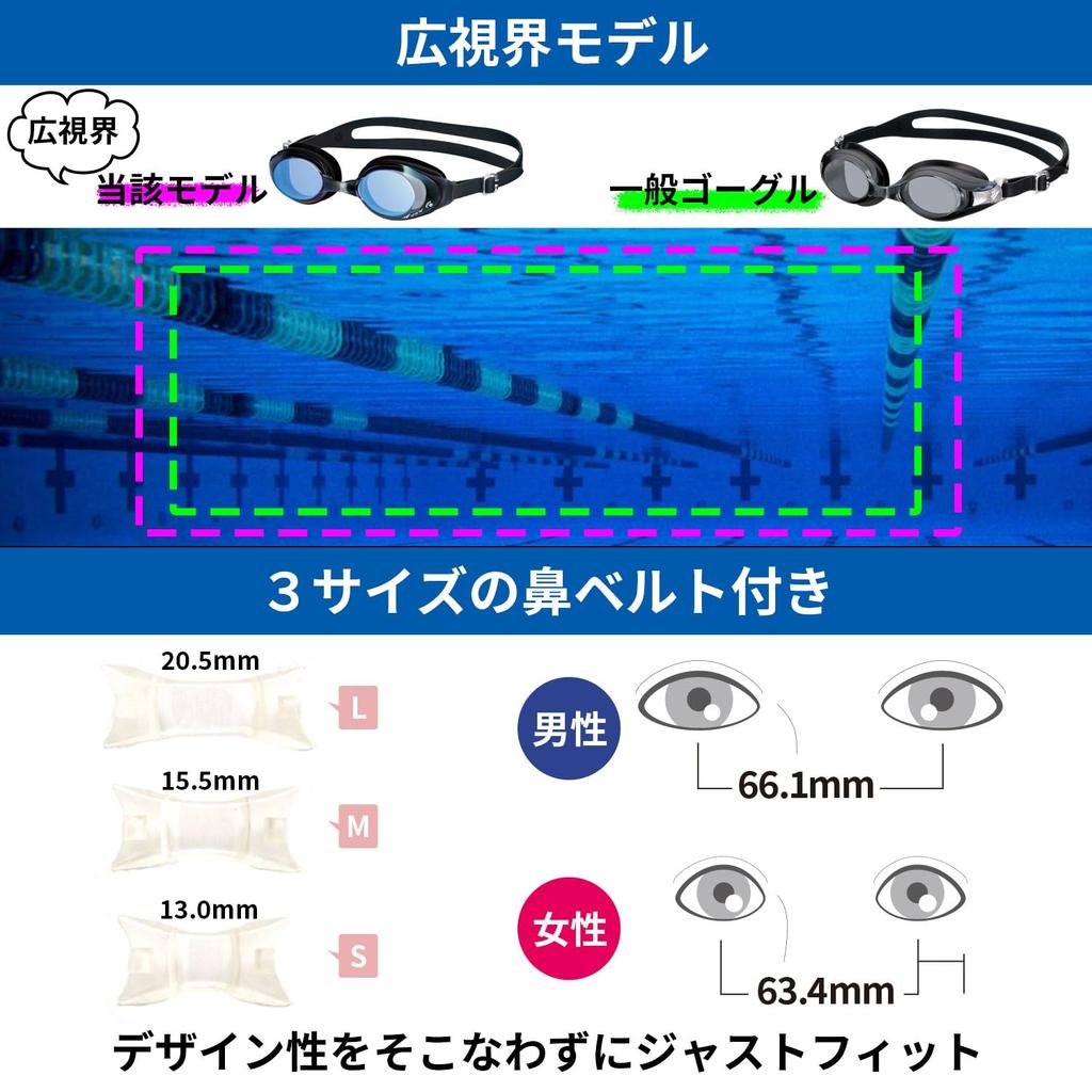 Made In Japan Swimming Goggles for Wide Field of Easy To Fitness Model with UV Perfect for Beach V610MR LVP [VIEW] Adults, View, Swim, Protection,