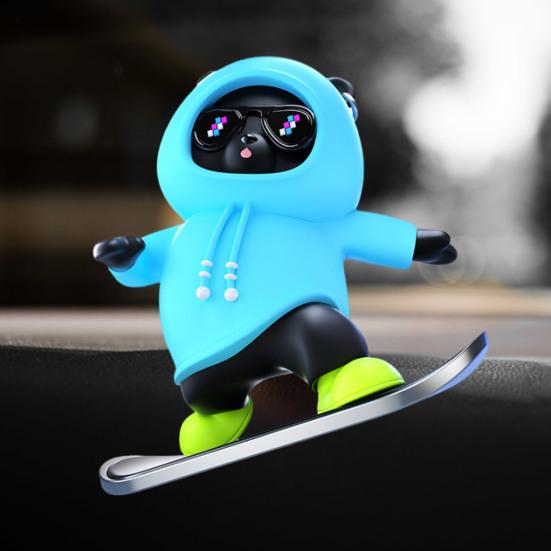 Скейтбординг Медведь Автомобиль Орнамент Мультяшная Форма Яркие выражения Забавный Конькобежец Медведь Украшение Приборной Панели Автомобиля