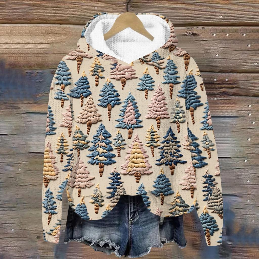 Женская мода повседневная вязанная кофта с длинным рукавом и рождественским принтом