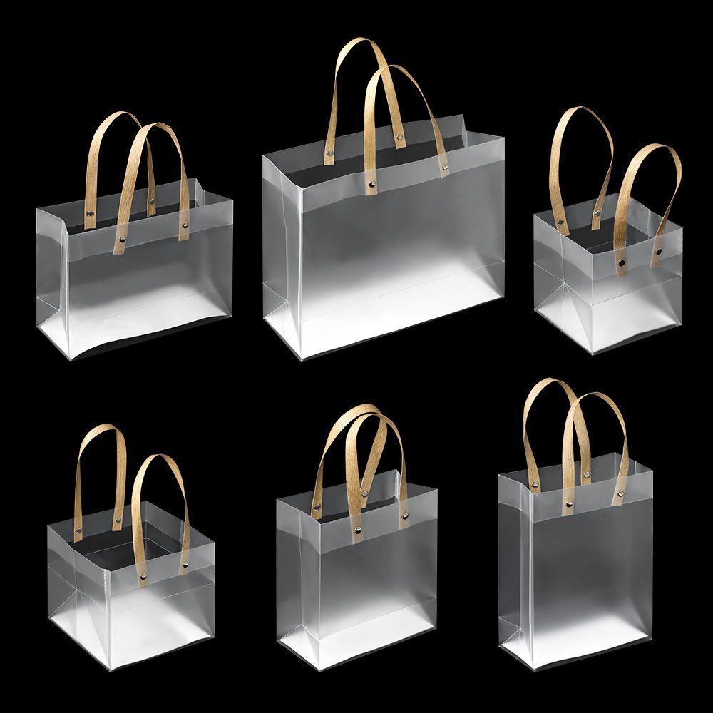 PVC with Handles Decor Gift Wrapping Frosted PP Bags Translucent Tote Package