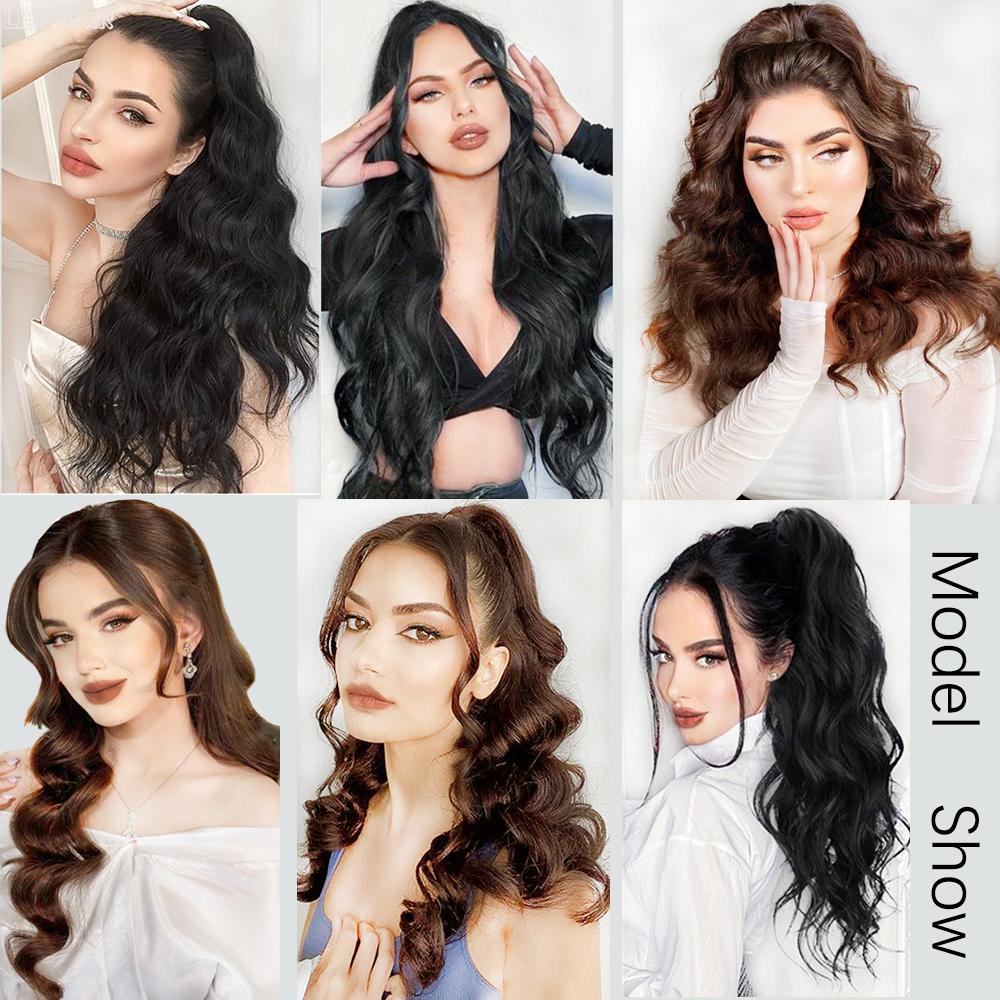 Synthetic Long Wavy Claw In Ponytail Extension Natural Ponytail Mutiple Color To Choose For Women Daily Wear