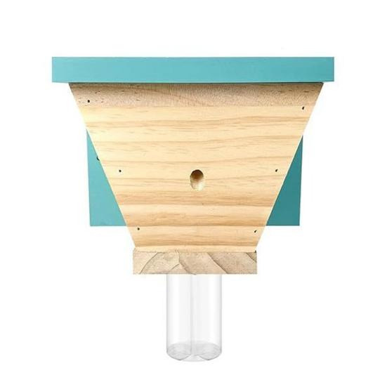 Wood Carpenter Bee Trap Outside Natural Wood Boring Bee Trap Weather-proof House Shape Outdoor Hanging Bee Catcher Decoration