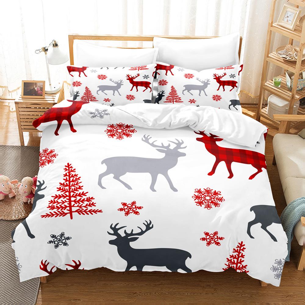 3D Merry Christmas Комплект постельного белья King Queen Bed Down Пододеяльник Наволочка 2/3 шт. Покрывало Happy New Year Роскошный домашний текстиль Подарок