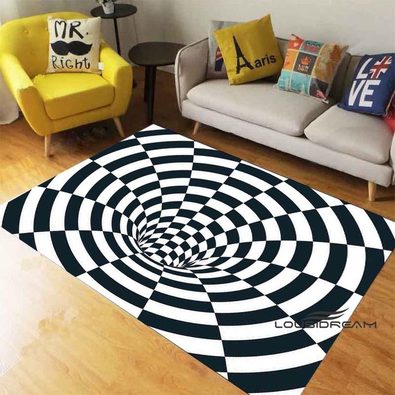 New3D Vortex Illusion Rug for Living Room, Home Decor, Sofa Table Large Area Rugs, Bedside Foot Mat Bedroom, Non-Slip Doormat