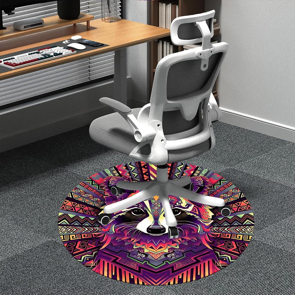 1pc Raccoon Mandala Office Round Area Rug, Indoor Mat Suitable ForOffice, Under Office Chairs Bedroom Living Room Home Decor, Room Deco, n35