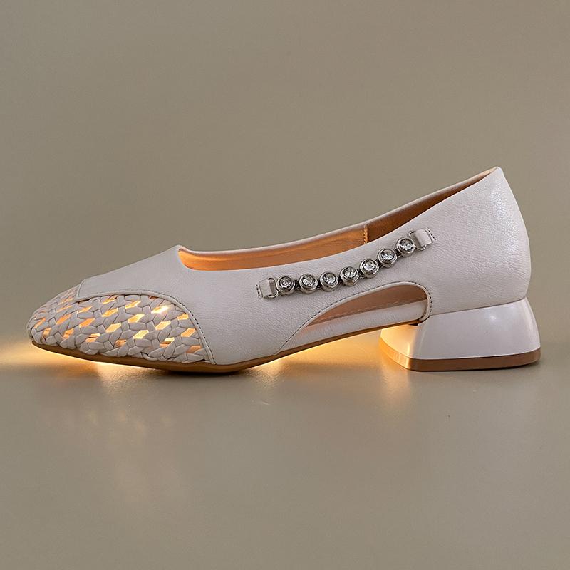 Модные Новые Летние Женские Сандалии 2025 Элегантный Средний Каблук Мюли с Открытым Носком Удобная Офисная Женская Обувь Каблуки с Пряжкой Женские 545