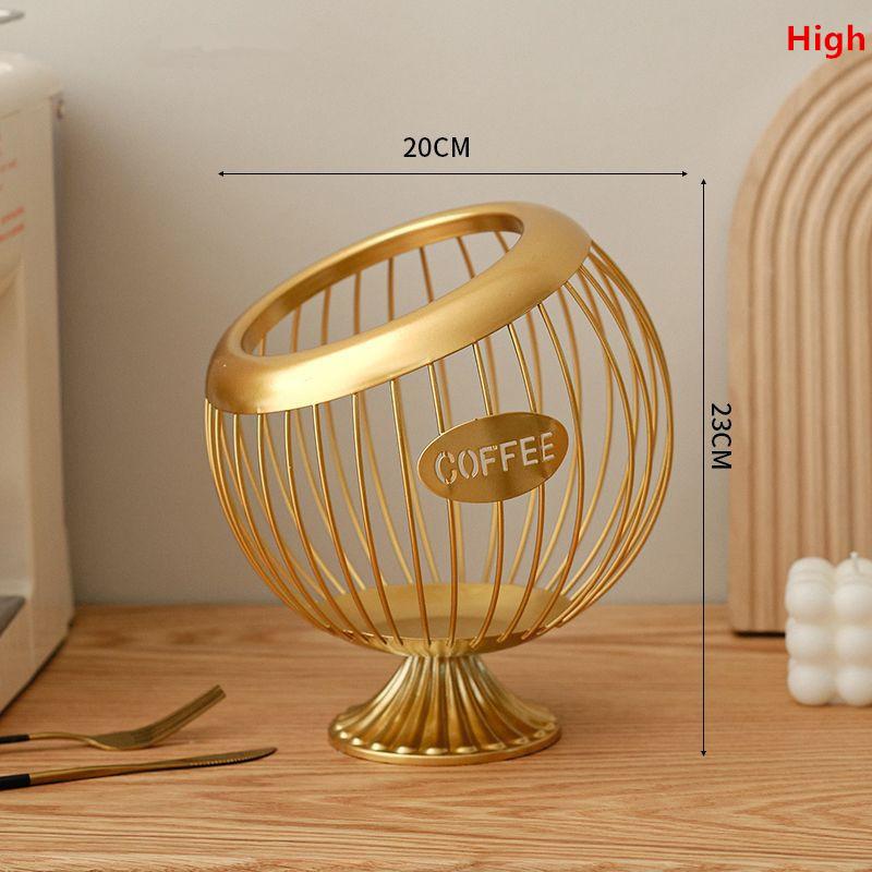 Iron Wire Coffee Pod Holder Large Capacity Basket for Kitchen Countertop Coffee Station Organization