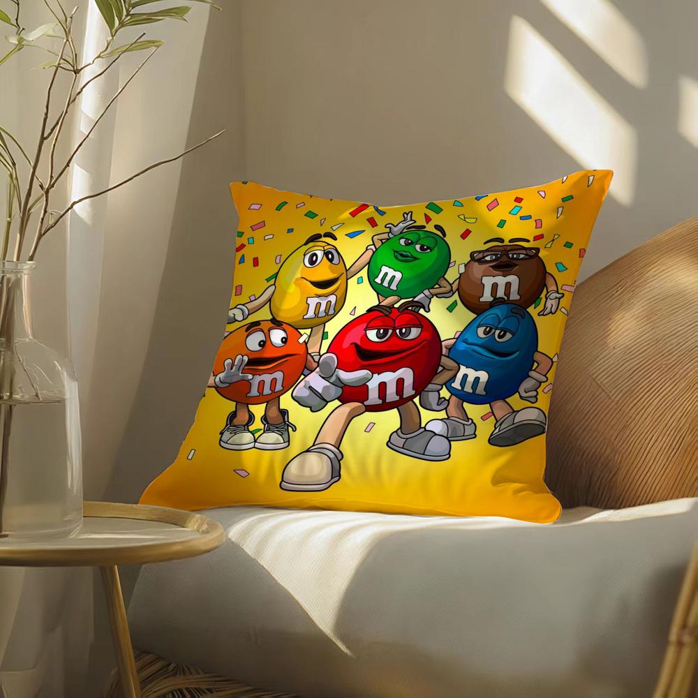 Cute Funny MMS Chocolate Cushion Cover Silky elegant Comfort Sofa Bed Invisible zipper Beach pillowcase