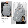 Men's Multi-Functional Casual Business Backpack with Logo Option - Simple Solid Color Fashion Design