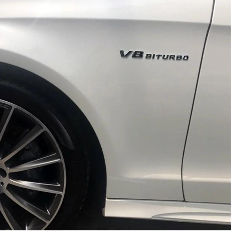 ABS автомобильное крыло, наклейка с логотипом V8 BITURBO, боковая эмблема для Mercedes AMG C63 W204 W205 E63 W211 W212 S63 W221 W222, аксессуары