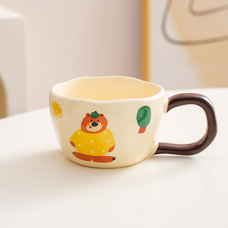 Cute Ceramic Cup Cartoon Mug Home Boys and Girls Ceramic Water Cups Couple Coffee Cup Breakfast Cup