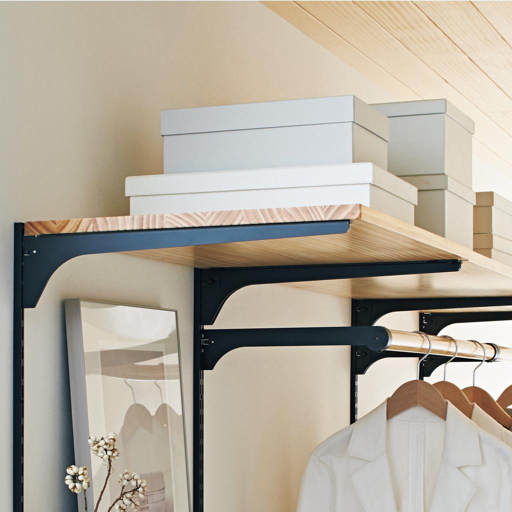 Деревянная полка с одной полкой, новая G, массив сосны, средне-коричневый цвет, поверхность с нитями, глубина 1450x, толщина 450x [длина 18 мм] MTR1450N-C1I-MB