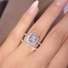 New New Trendy Bridal Sets Wedding Rings for Women 2Pcs Luxury Cubic Zirconia Engagement Bands Rings Fashion Design Jewelry