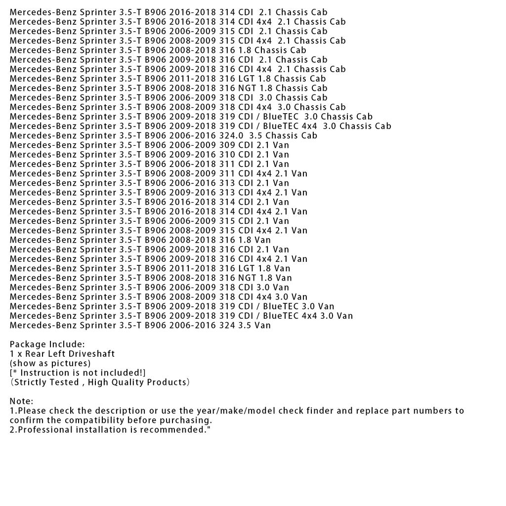 Задний левый приводной вал карданный вал A9063503710 для Mercedes-Benz Sprinter 3.5-T