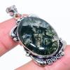Natural Moss Agate Gemstone Handmade 925 Sterling Silver Pendant 1.97" R9f33