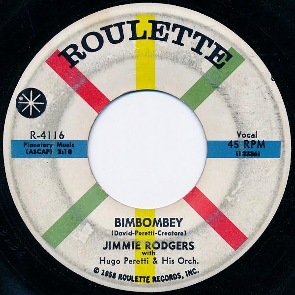 Пластинка 7 дюймов JIMMIE RODGERS Bimbombey You Understand Me R4116 Roulette 1958 US Pop Б/у